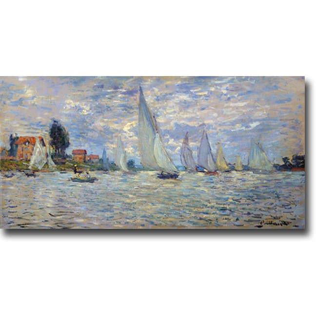 Les barques regates a Argenteuil by Claude Monet Premium Gallery-Wrapped Canvas Giclee Art - Ready to Hang, 12 x 24 x 1.5 in.