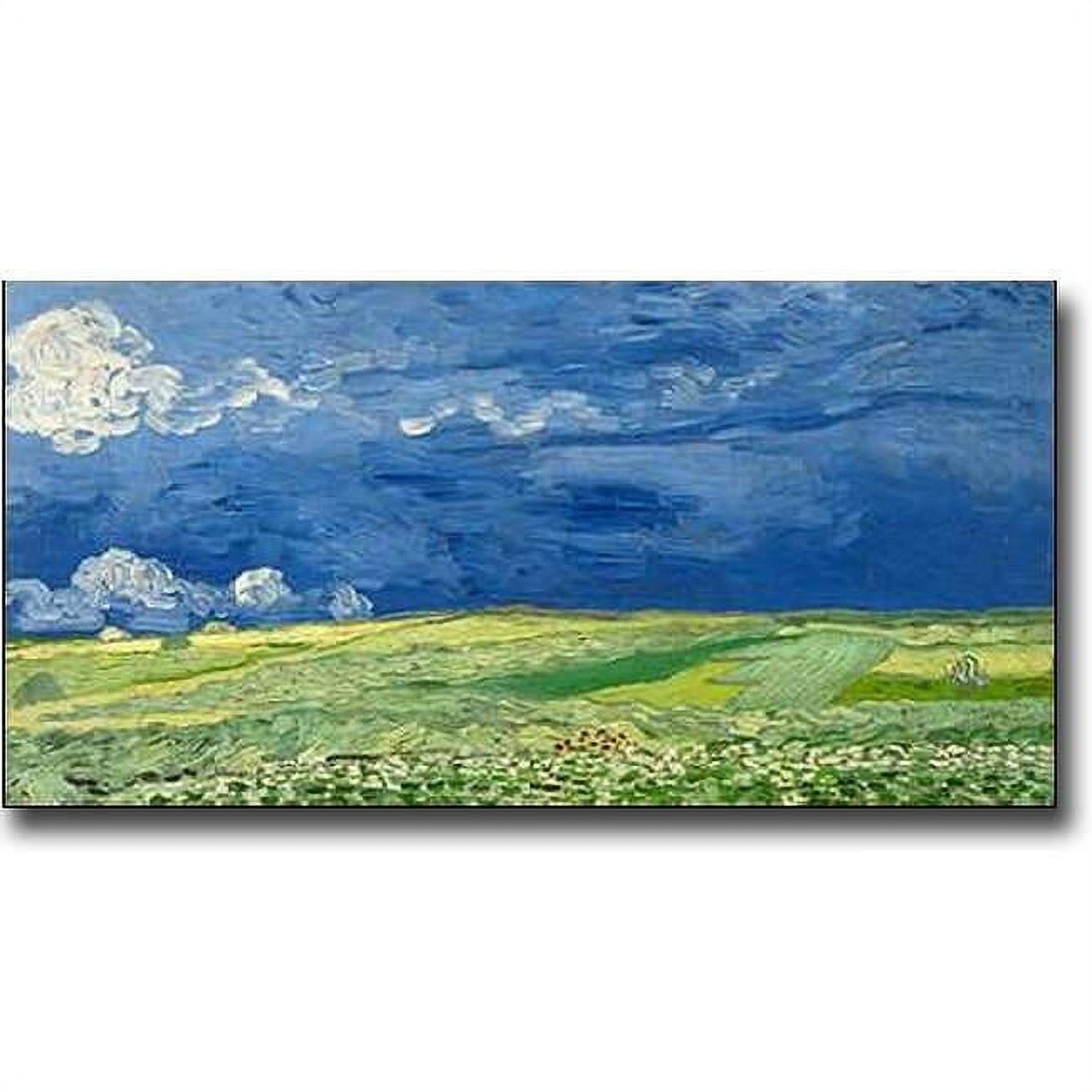 Wheatfield under Thunderclouds by Vincent Van Gogh Premium Gallery-Wrapped Canvas Giclee Art - Ready to Hang, 12 x 24 x 1.5 in.