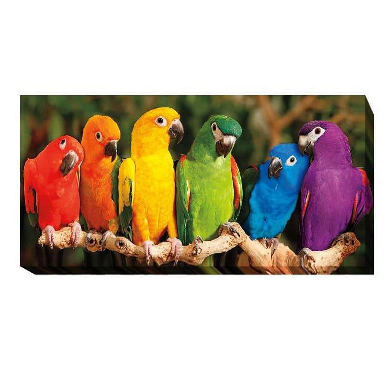 Rainbow Parrots by Mike Jones Premium Gallery-Wrapped Canvas Giclee Art - Ready to Hang - Oversize, 12 x 24 x 1.5 in.