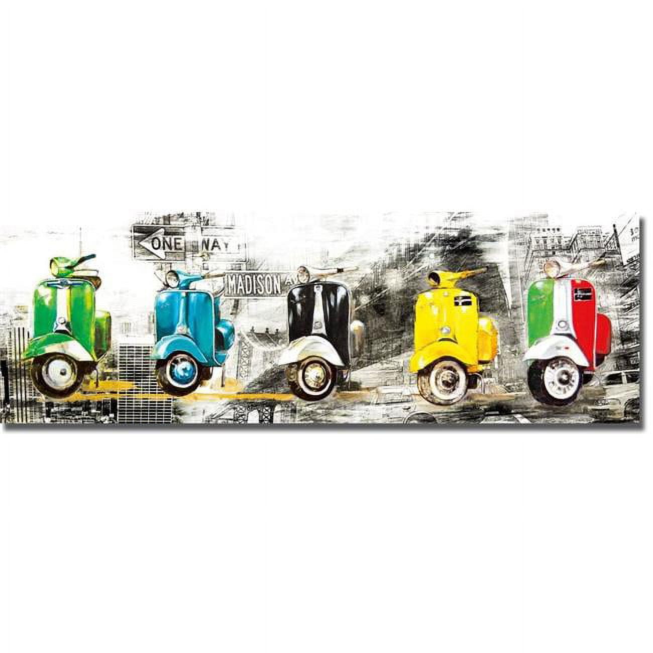 Get Your Mopeds Running by Bresso Sola Premium Gallery-Wrapped Canvas Giclee Art - Ready to Hang, 12 x 36 x 1.5 in.