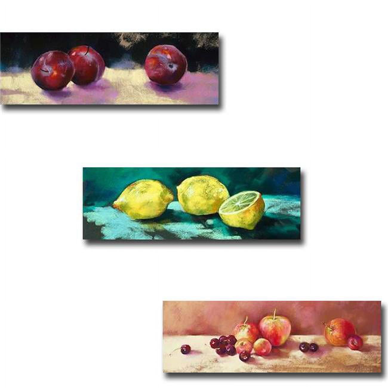 Plums, Lemons, Cherries & Apple by Nel Whatmore Premium Gallery-Wrapped Canvas Giclee Art Set - Ready-to-Hang, 12 x 24 x 1.5 in.