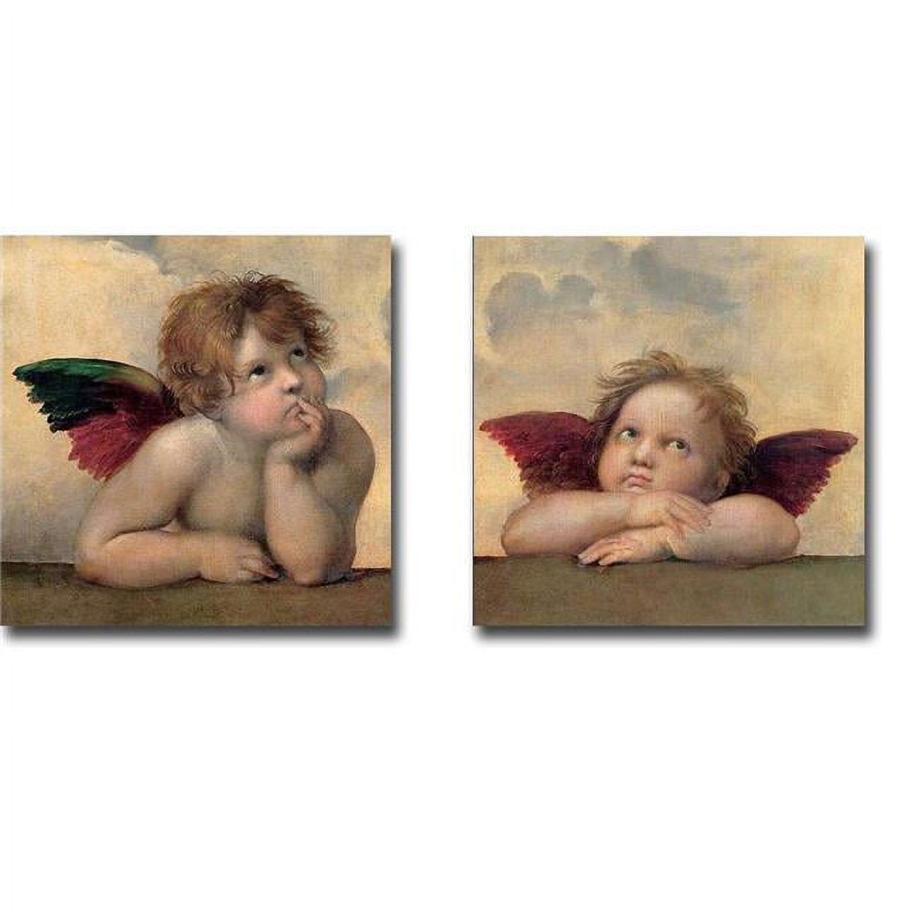 Angelo I & II Madonna Sistina by Rafaello Premium Gallery-Wrapped Canvas Giclee Art Set - Ready to Hang, 16 x 16 x 1.5 in.
