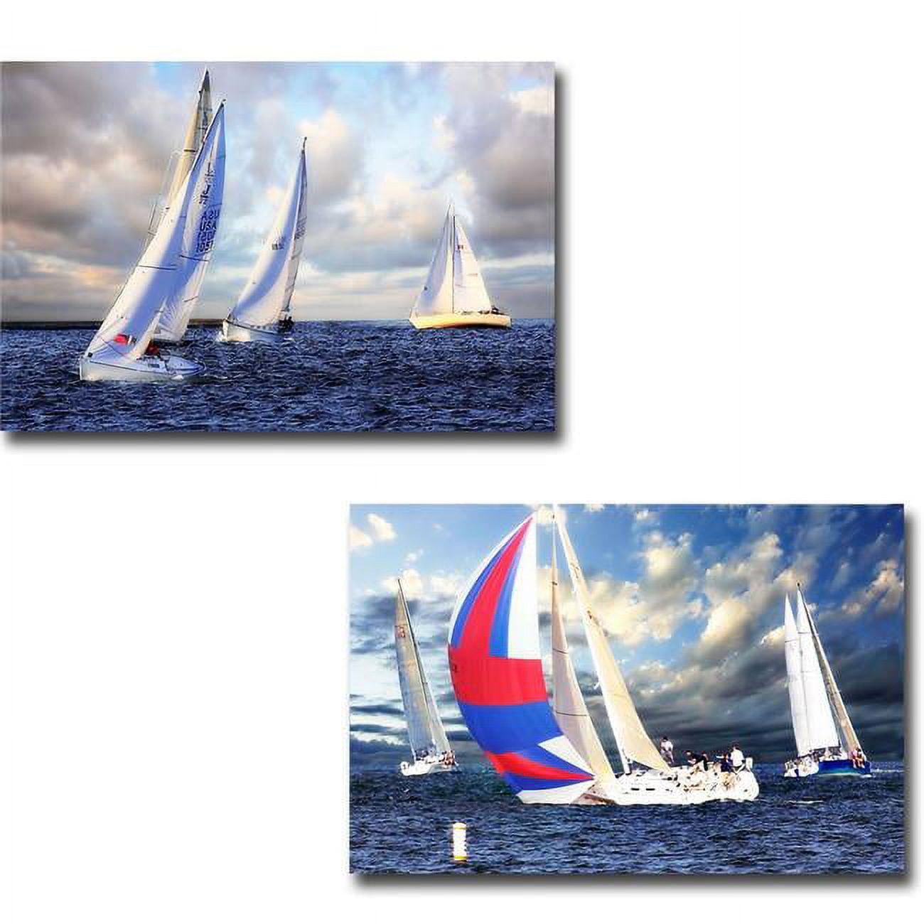 Sailing at Sunset I & II by Alan Hausenflock Premium Gallery Wrapped Canvas Giclee Art Set - Ready-to-Hang, 16 x 24 x 1.5 in.