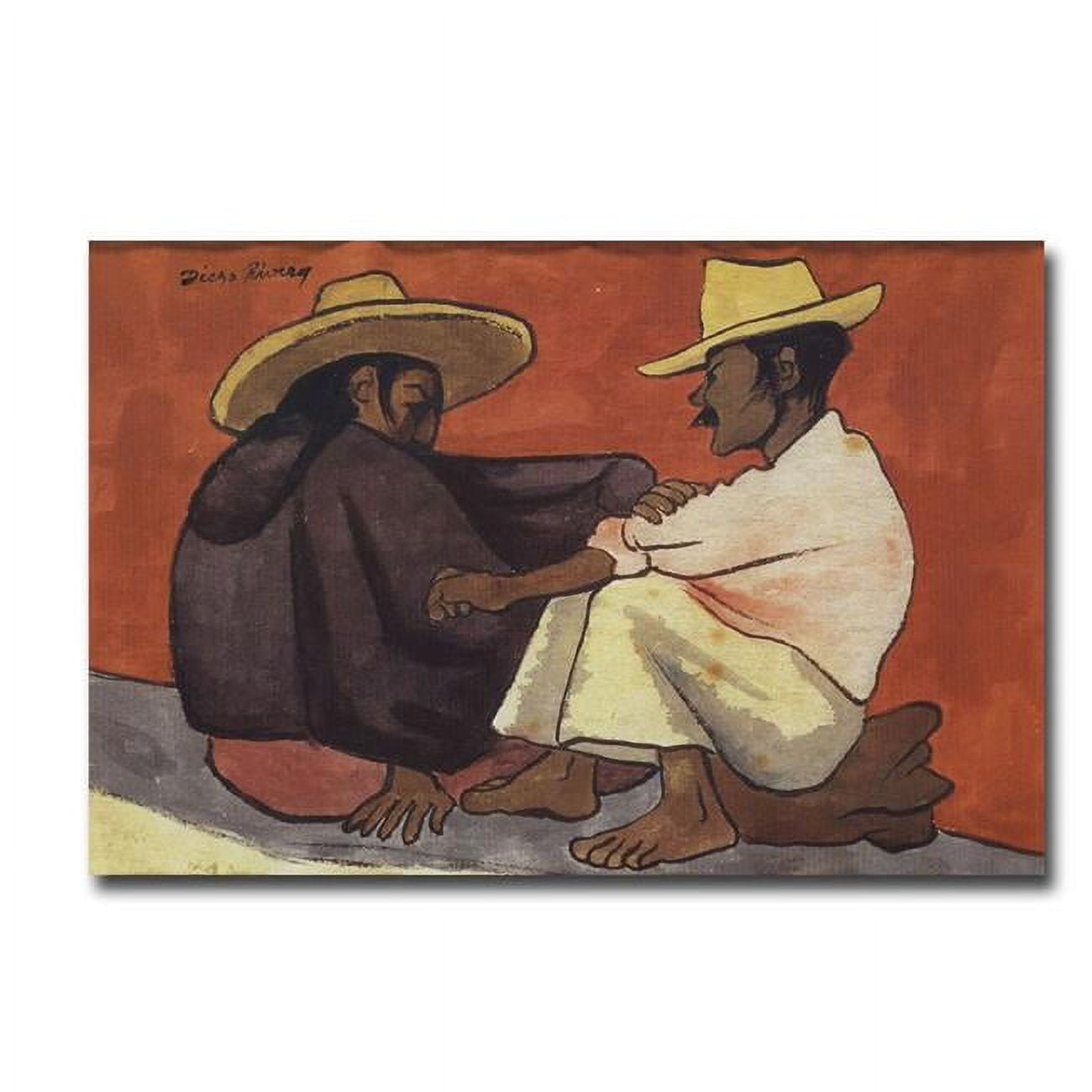 Pareja Indigena by Diego Rivera Premium Gallery-Wrapped Canvas Giclee Art - Ready-to-Hang, 16 x 24 in.