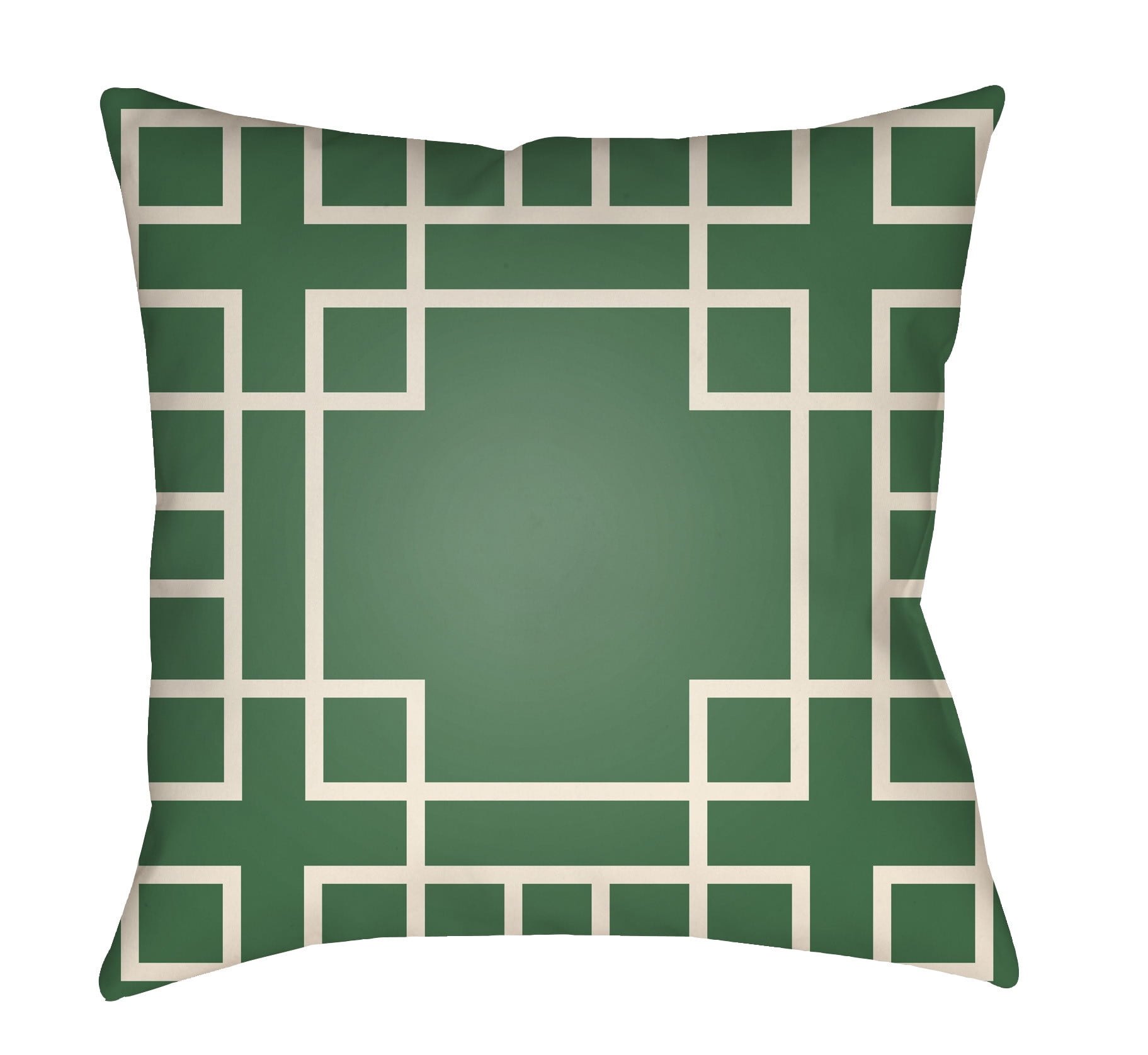 Litchfield Square Pillow - Kelly Green & Ivory - 16 x 16 in.