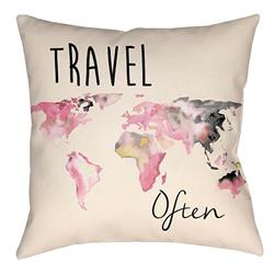 LTCH1454-2020 Litchfield Square Pillow, Carnation Pink & Charcoal - 20 x 20 in.