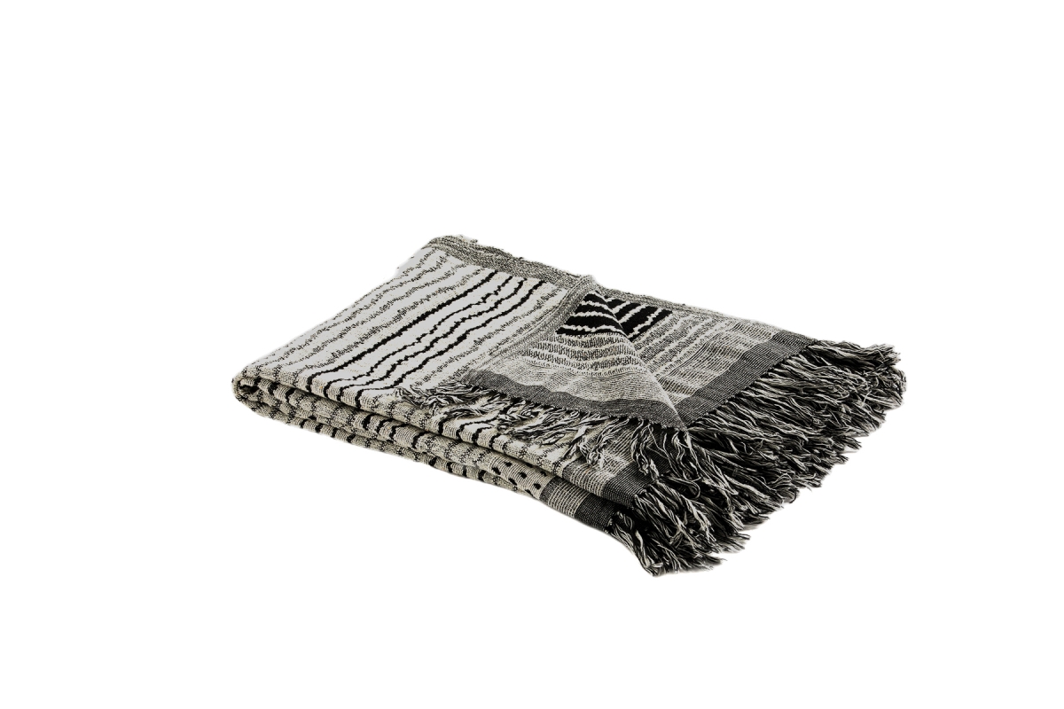 TTADEC17107TH13X15 SOJOURN Throw Wool/Silk Black White