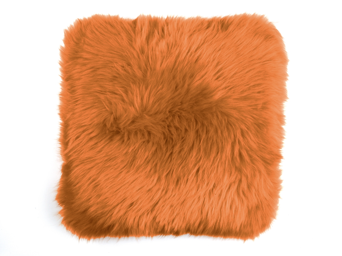 CLS50F-OP Longwool Sheepskin Cushion ORANGE PEEL Square
