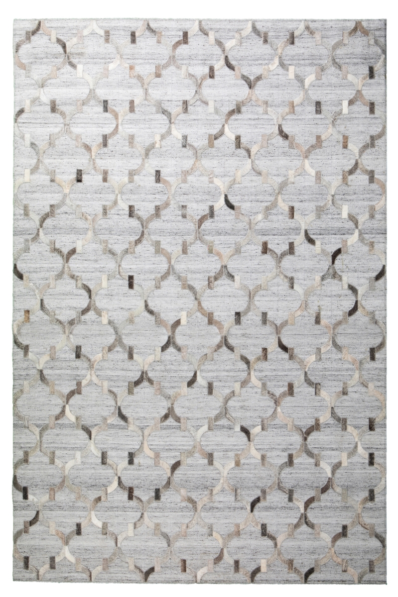 DRNM21CALSV17X24 Marrakesh 5x8' Grey Viscose with Natural Cowhide Accent