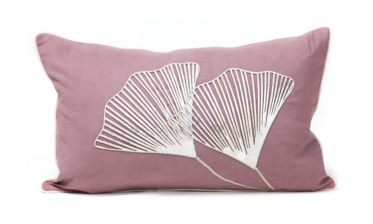 CP13482BM3X5  Cowhide Cushion Laser Cut GINKO Bloom Rectangle 30x50cm