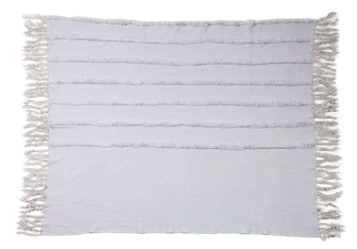 TWRV2GG15X18 Wool throw with Rabbit Trim Glacier