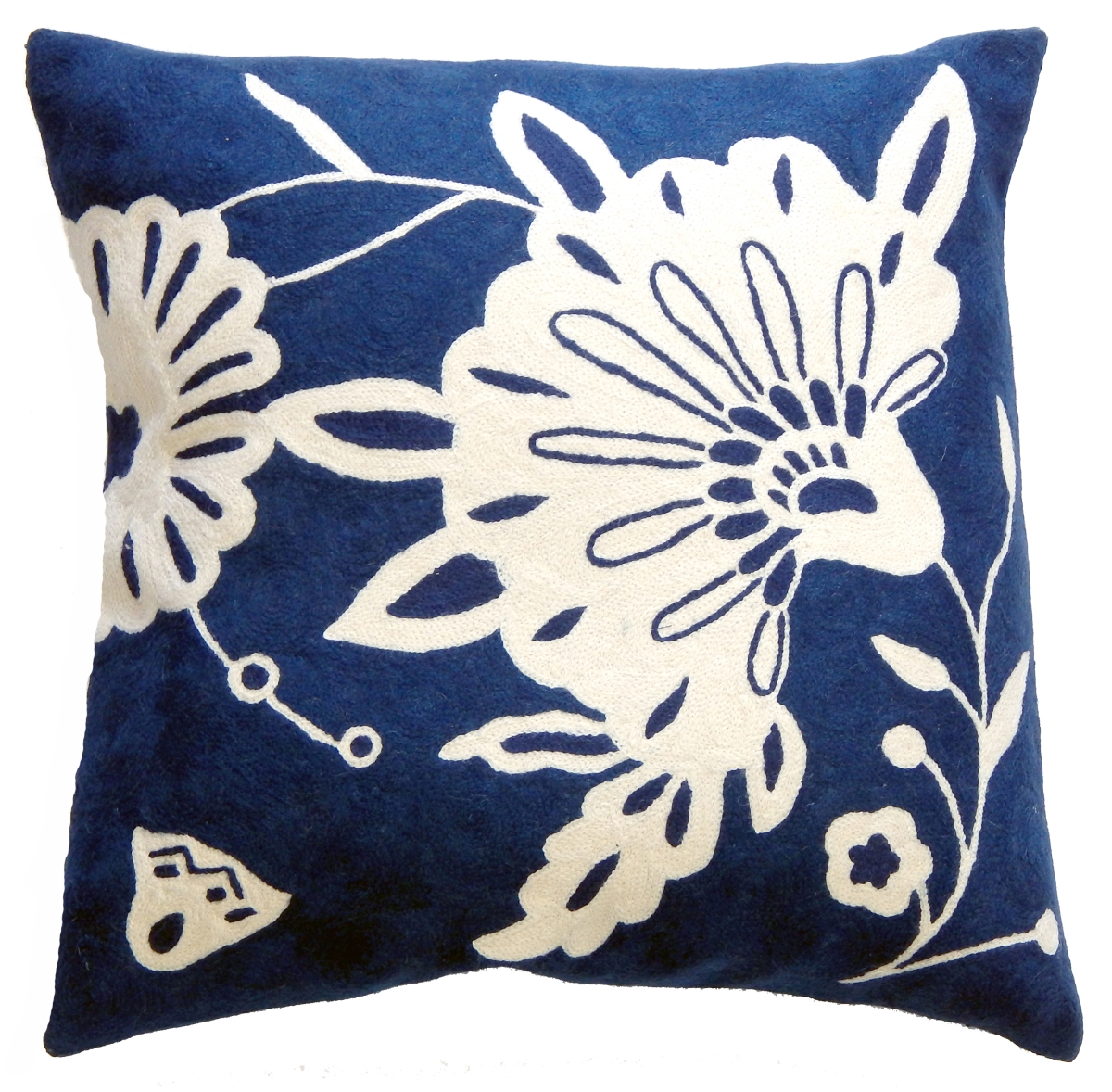 CKFLOS51 Crewel Cotton Cushion FLORAL Square