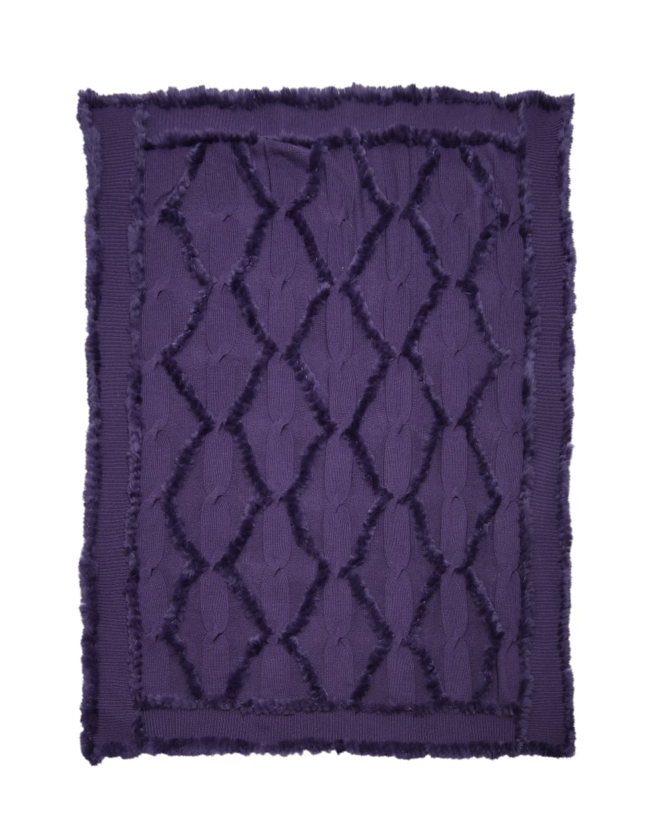 TWRD15X18-LO Wool throw with Rabbit Trim Loganberry