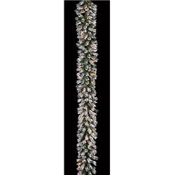 C-90144 9 ft. Flocked Mountain Pine Tree with LED Light, White