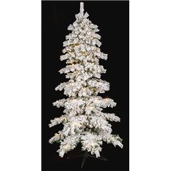 12 ft. Flocked Glacier Tree, Green & White