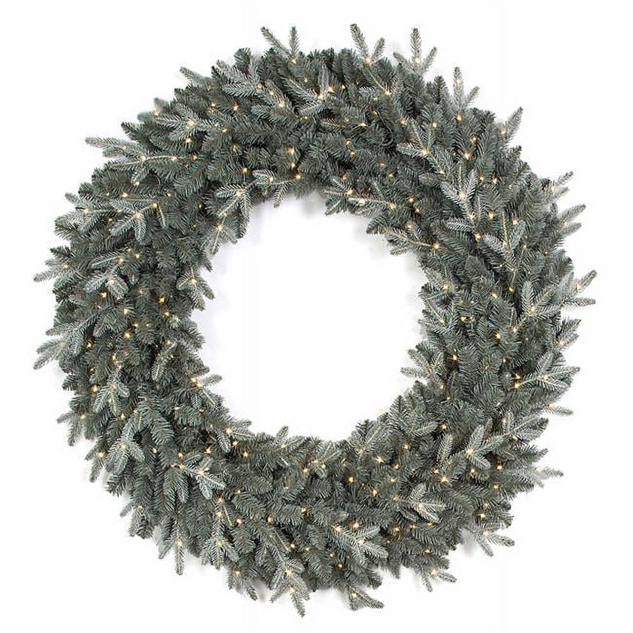 Picture of Autograph Foliages C-195074 36 in. Appalachian Fir Wreath with Twinkle Rice Lights, Light Blue