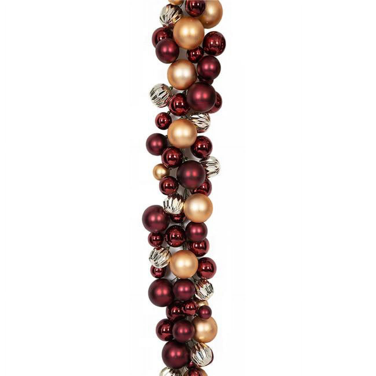 Picture of Autograph Foliages A-200600 6 ft. Mixed Matte & Reflective Ball Garland&#44; Burgundy & Gold