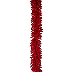 9 ft. Flocked Valentino Garland with LED Lights, Red