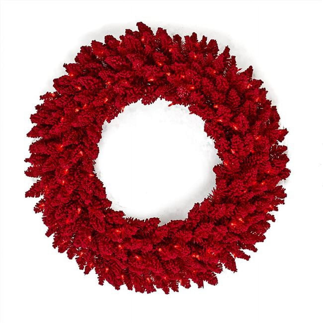 Picture of Autograph Foliages C-200559 36 in. Flocked Valentino Wreath with LED Lights, Red