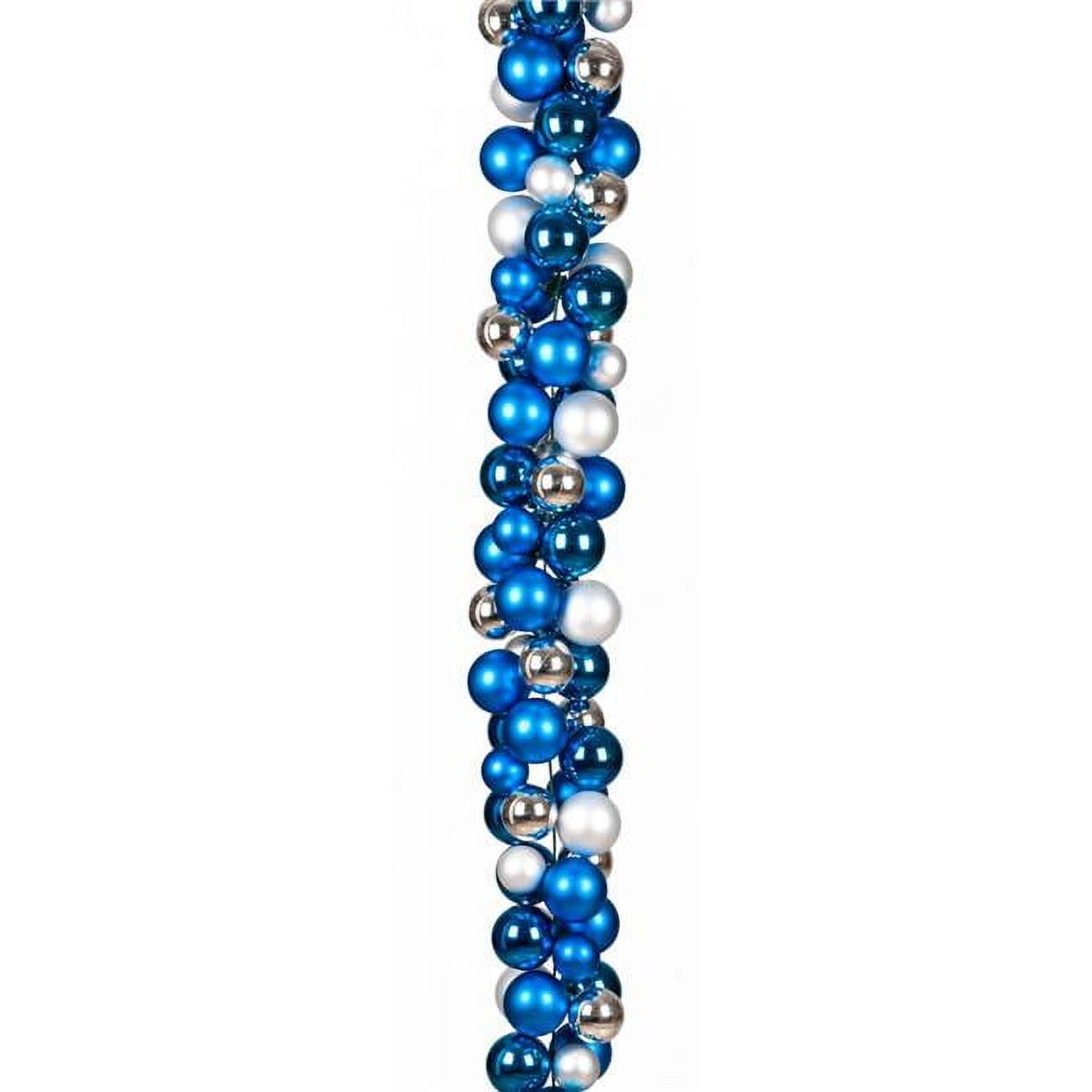 Picture of Autograph Foliages A-196000 6 ft. Mixed Ball Garland&#44; Blue & Silver