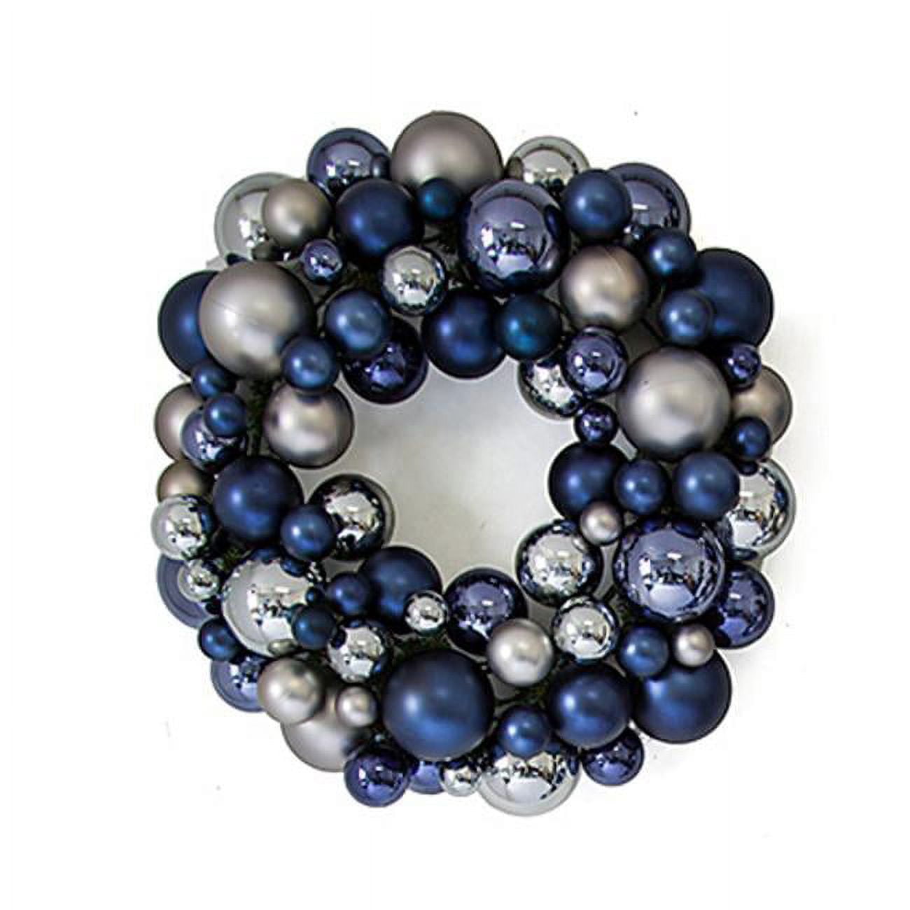 Picture of Autograph Foliages A-200590 24 in. Mixed Ball Wreath&#44; Navy & Pewter
