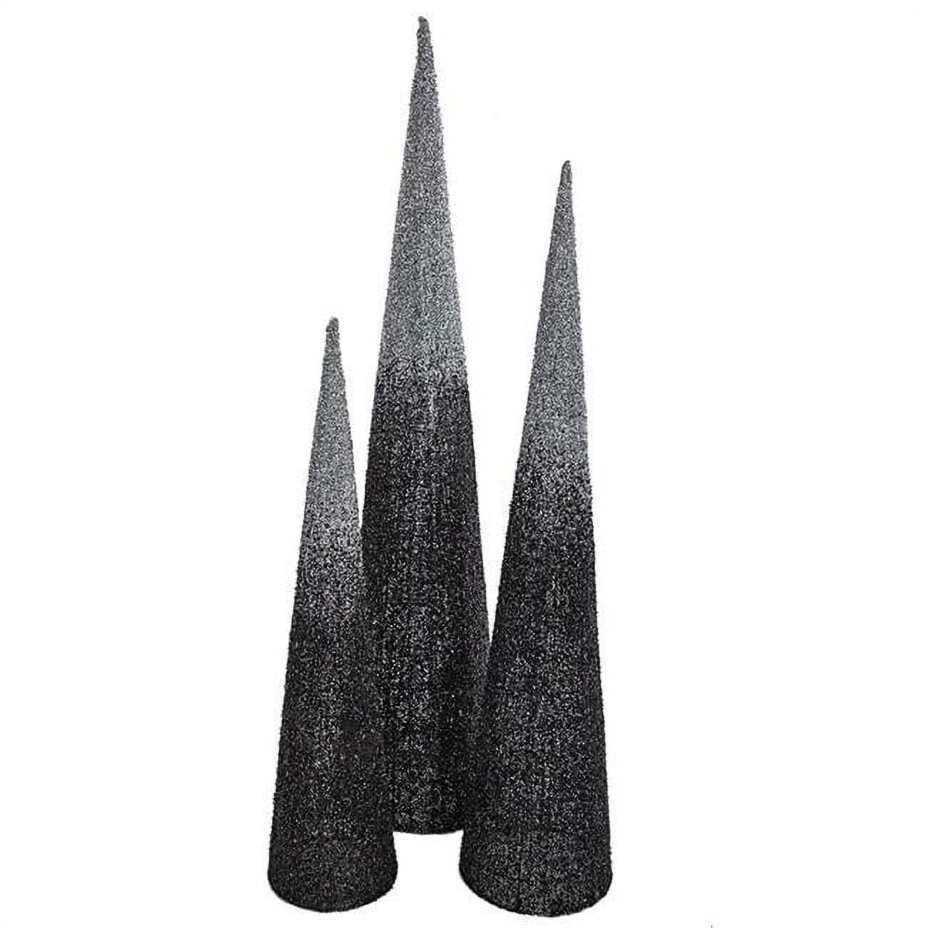 Picture of Autograph Foliages A-202300 48 in. Beaded Ombre Cone Tree&#44; Black & Silver