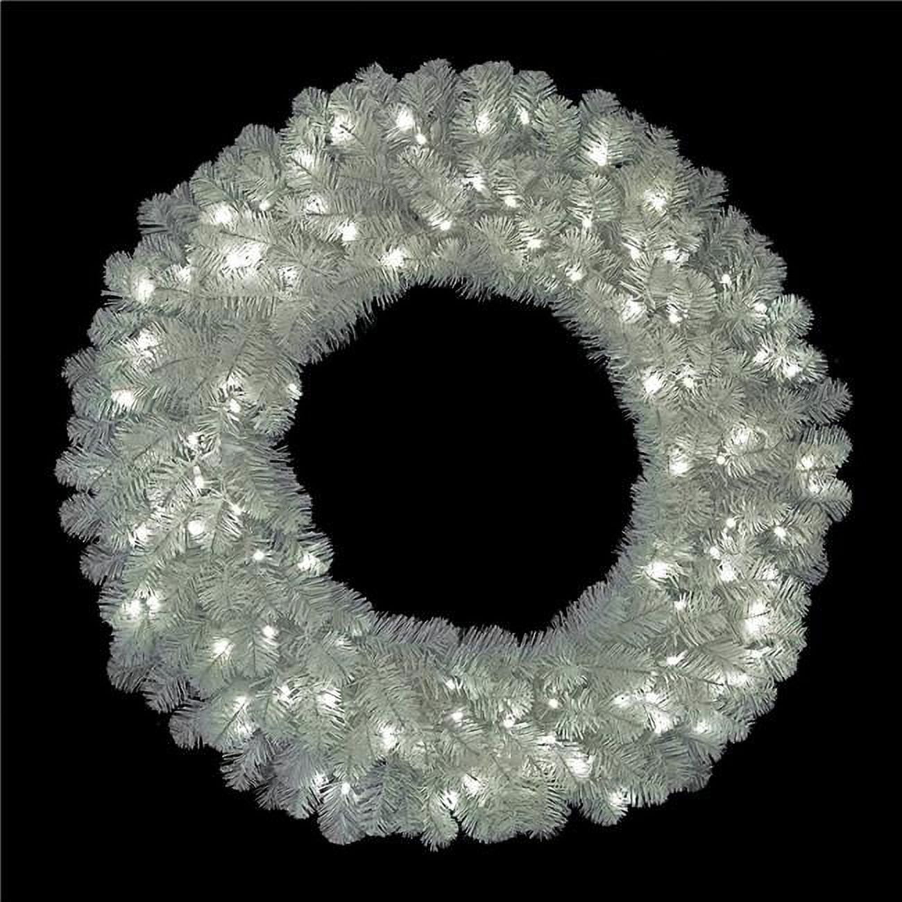 Picture of Autograph Foliages C-220394 36 in. Pre-Lit Snowy White Spruce Wreath, White