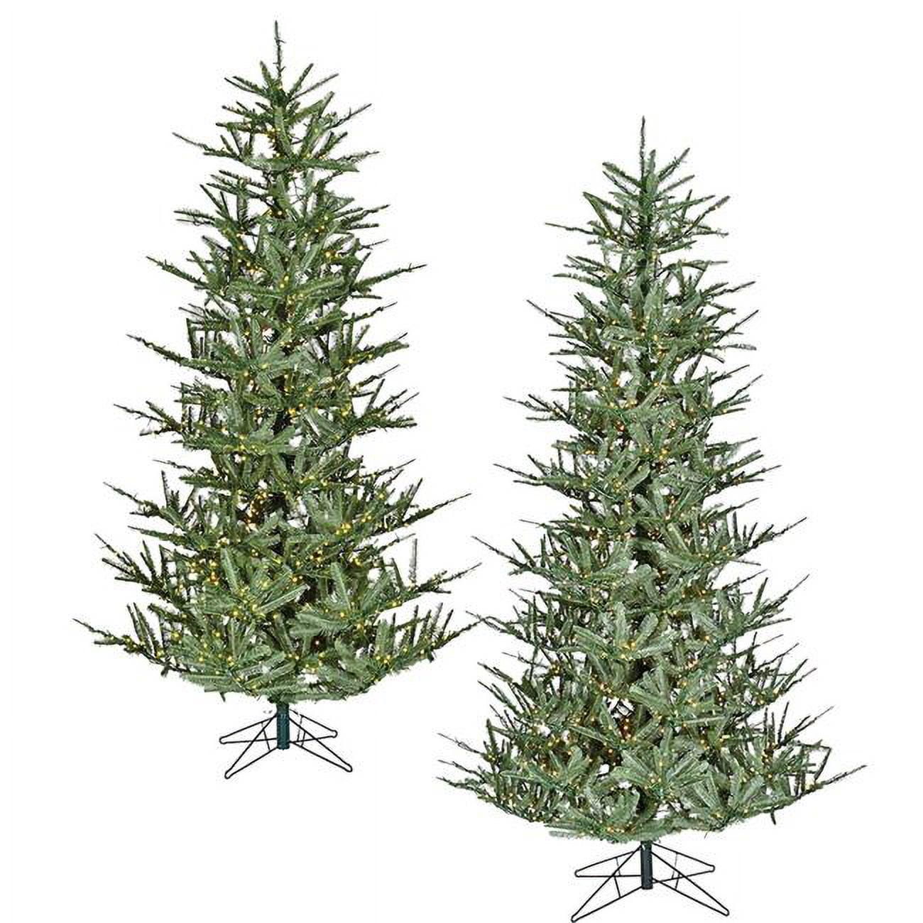 7.5 ft. PE & PVC Newport Fir Tree with Multi-Functional LED Lights, Green