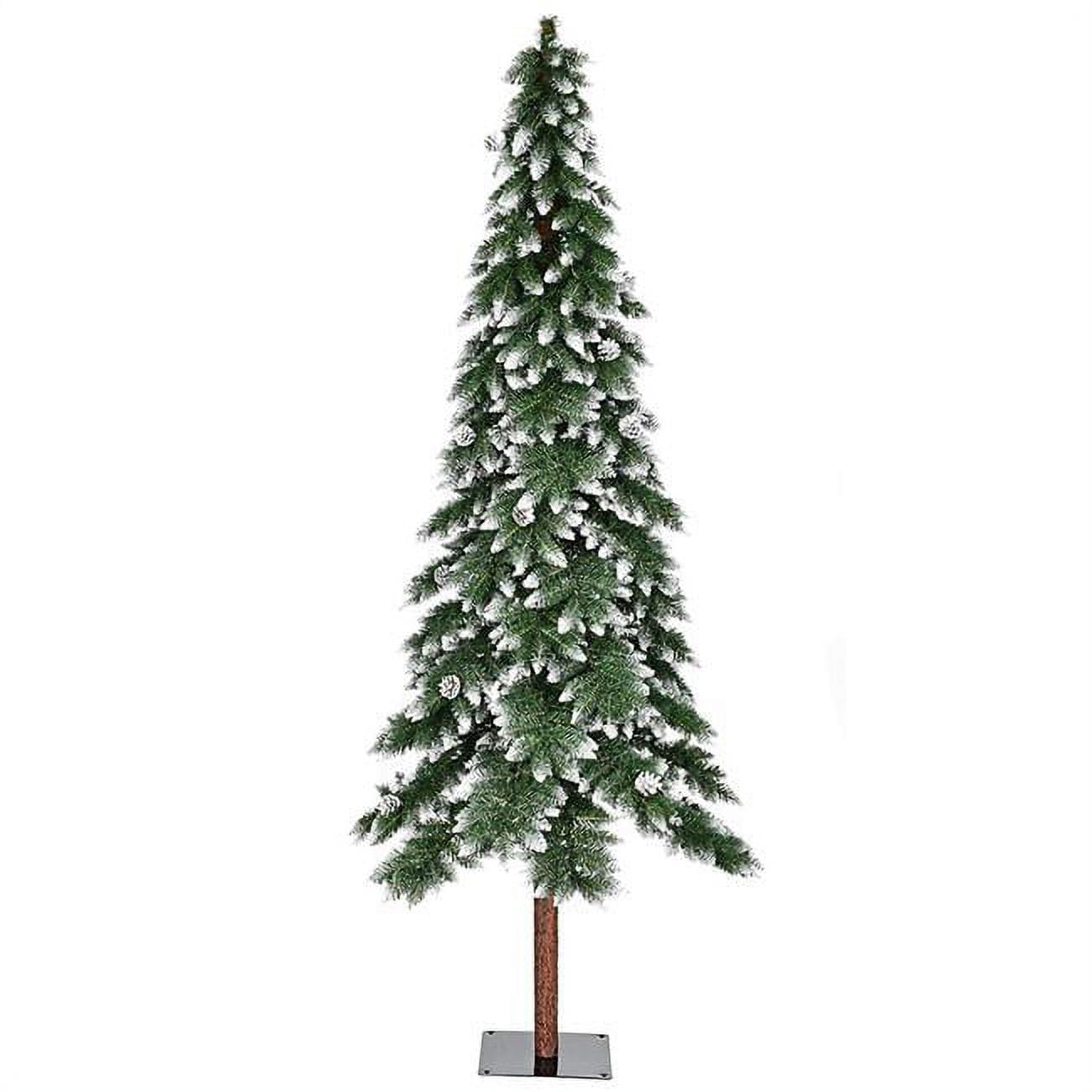 7 ft. Snow-Tipped Alpine Trees with Pinecones, Green