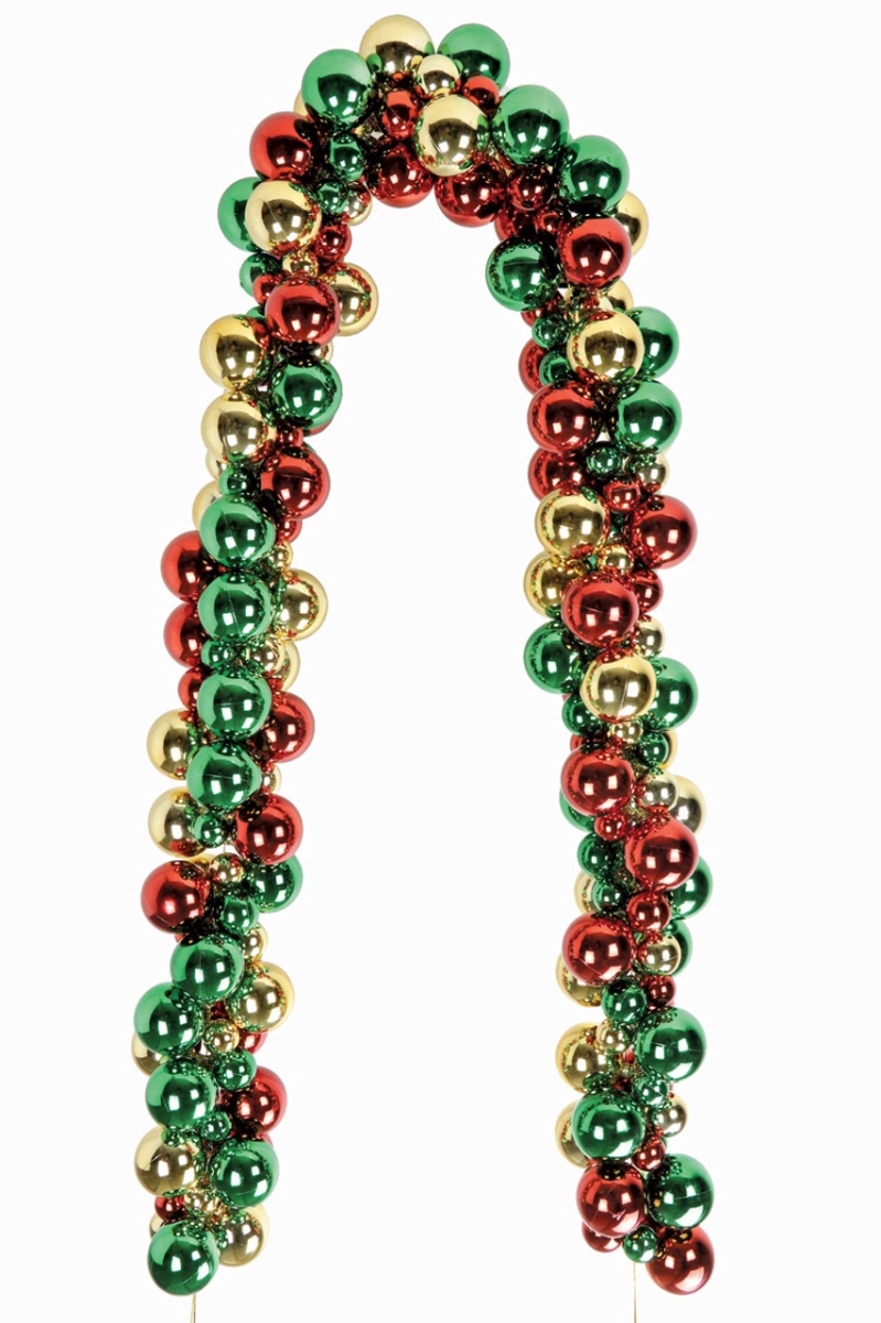 Picture of Autograph Foliages A-210180 9 ft. Mixed Reflective Ball Garland&#44; Red&#44; Green & Gold