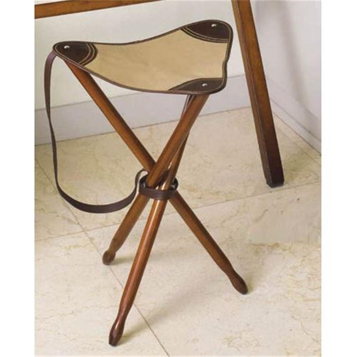 Picture of Authentic Models MF152 Tripod Stool Honey with Khaki Canvas & Leather