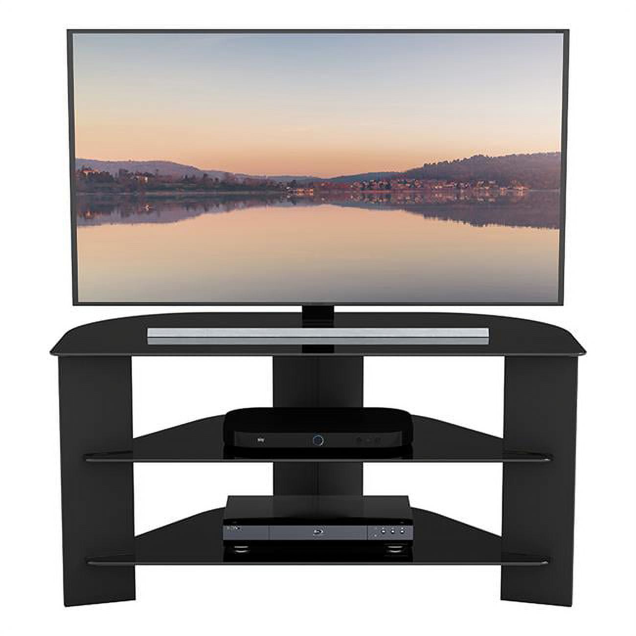 Picture of AVF FS900VARBB-A Shaped Plus Varano Corner TV Stand - Black & Black Glass