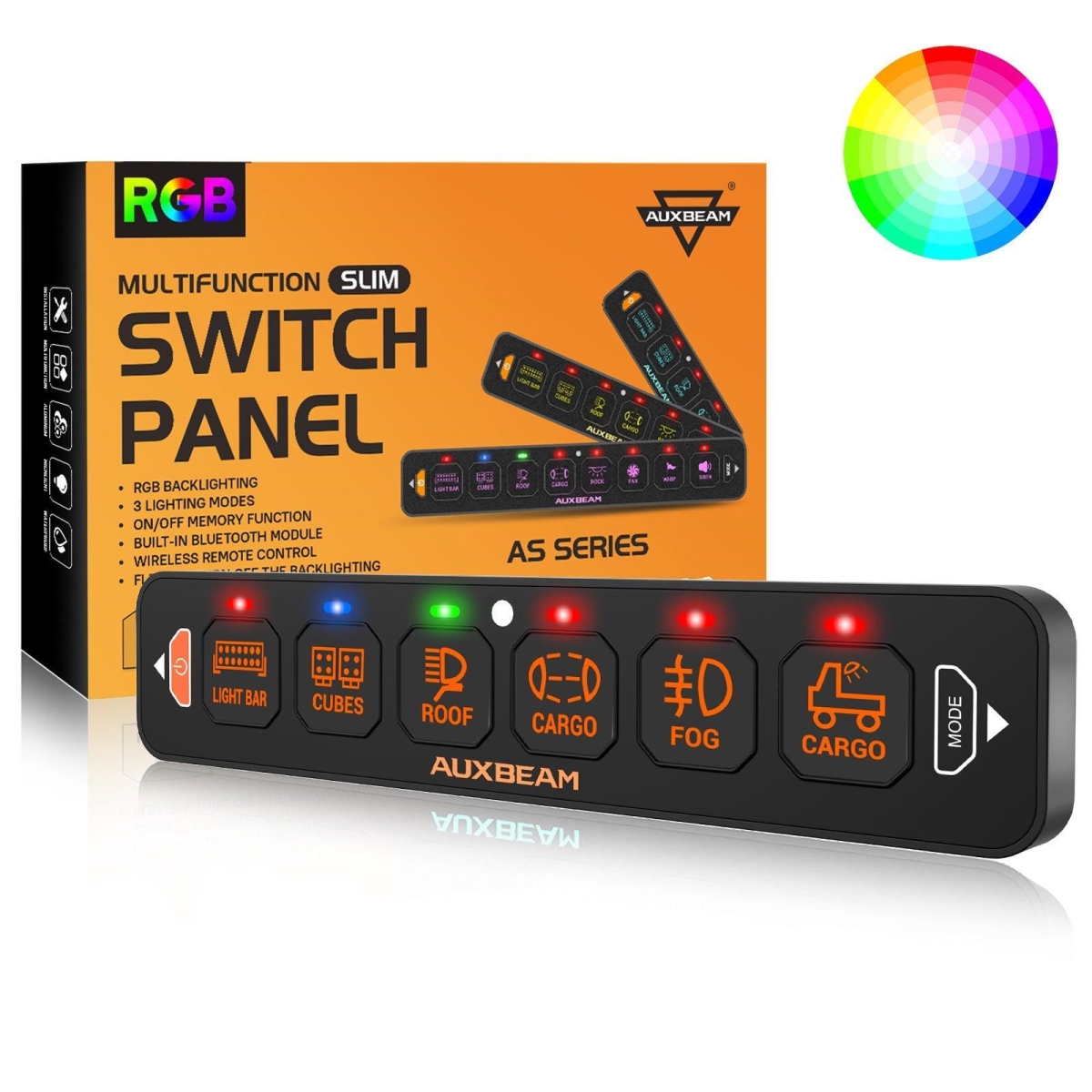 QP011308 AS-R60 RGB Slim Switch Panel, Toggle/ Momentary/ Pulsed Mode Supported(One-Sided Outlet)