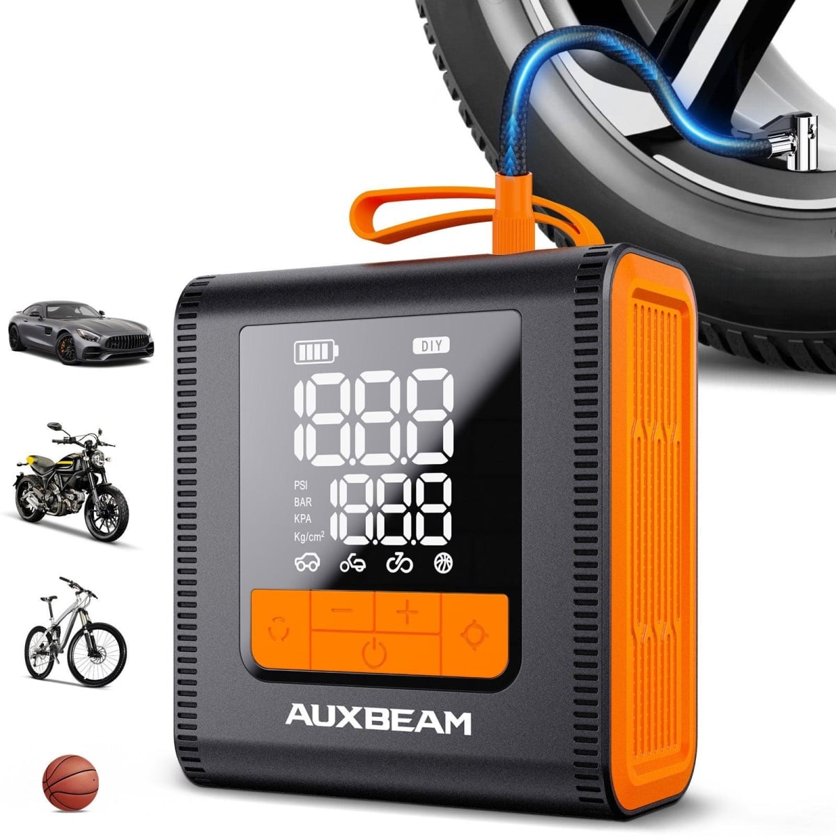 QP011019 Model-H4 19mm Cylinder Portable Car Tire Inflator Air Compressor Pump for Pickup Truck Car Motorcycle Bike Ball