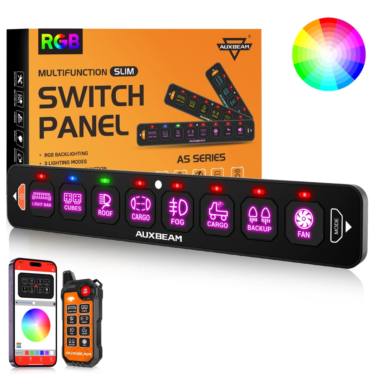 QP011652 AS Series 8 Gang RGB Slim Switch Panel with APP & Remote Control