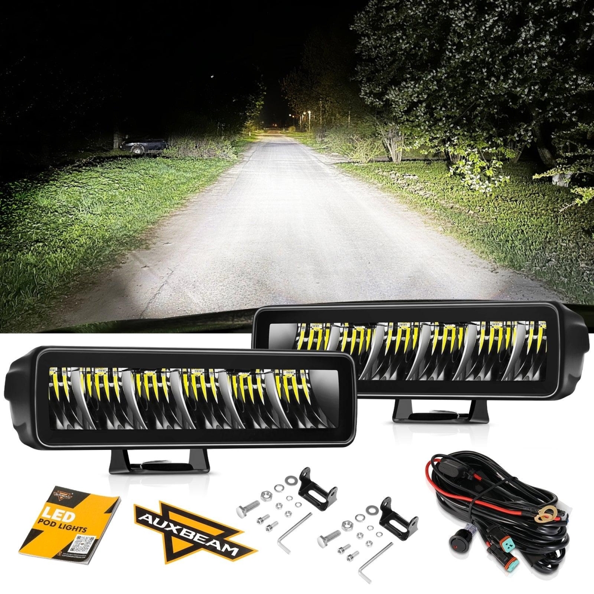 ZD000802 (2pcs/set) 6.3 Inch 60W 7200LM LED Light Bar Off Road Driving Light