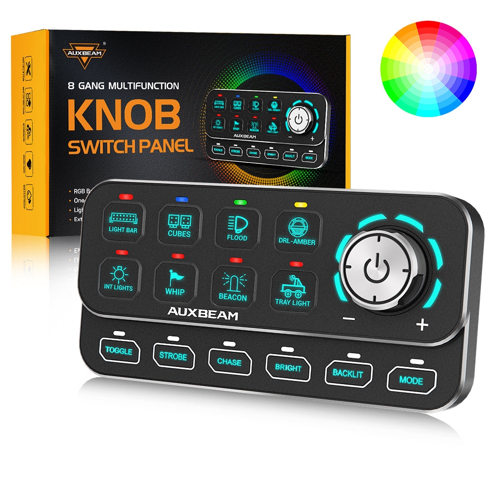 QP012186  KS-80 Knob RGB Switch Panel MAX 120A ,Light Dimming, Dynamic Chase, Four External Triggers, 4 Modes