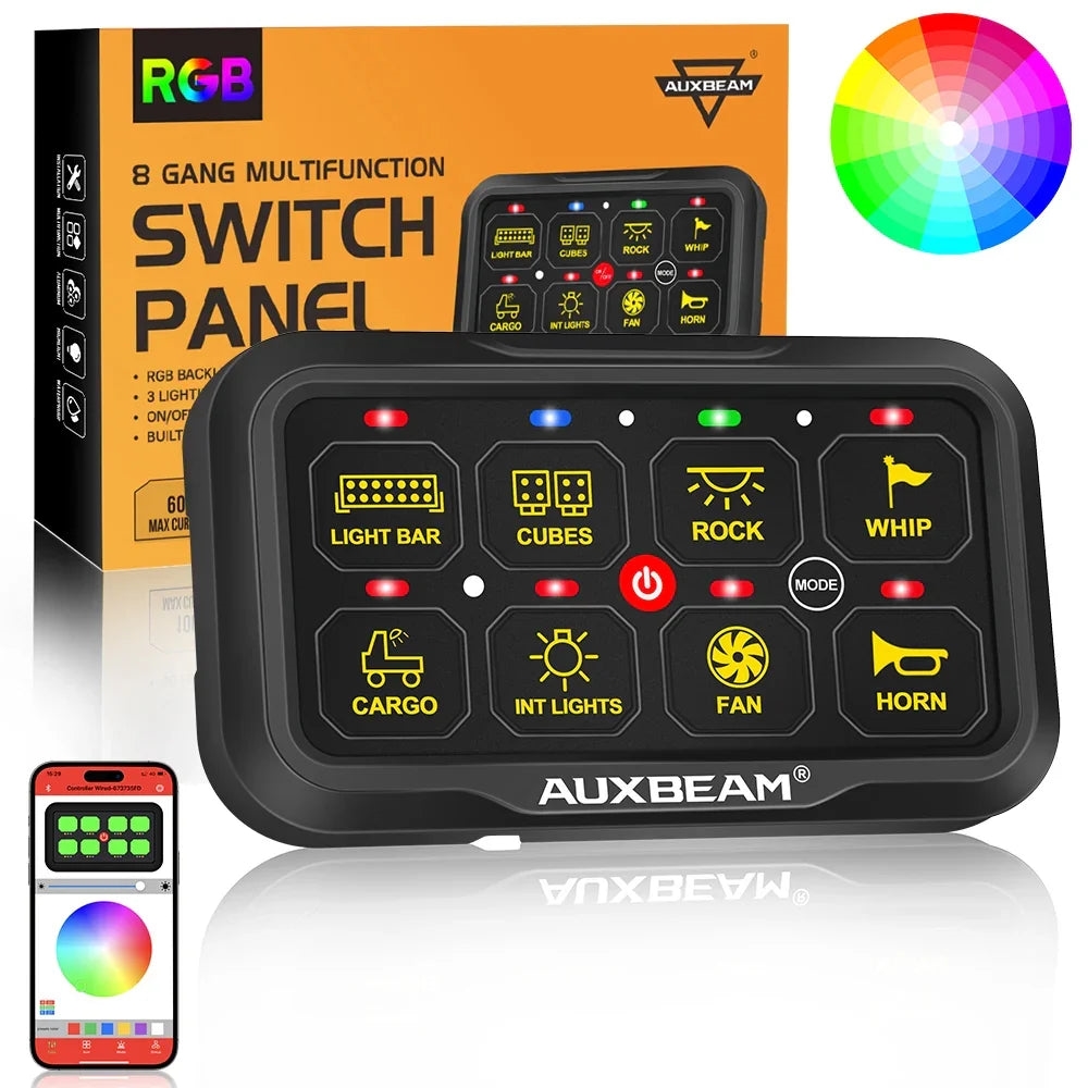 QP010792 AR Series 8 Gang (AR-820) RGB Switch Panel with APP, Toggle/ Momentary/ Pulsed Mode Supported (Two-Sided Outlet)