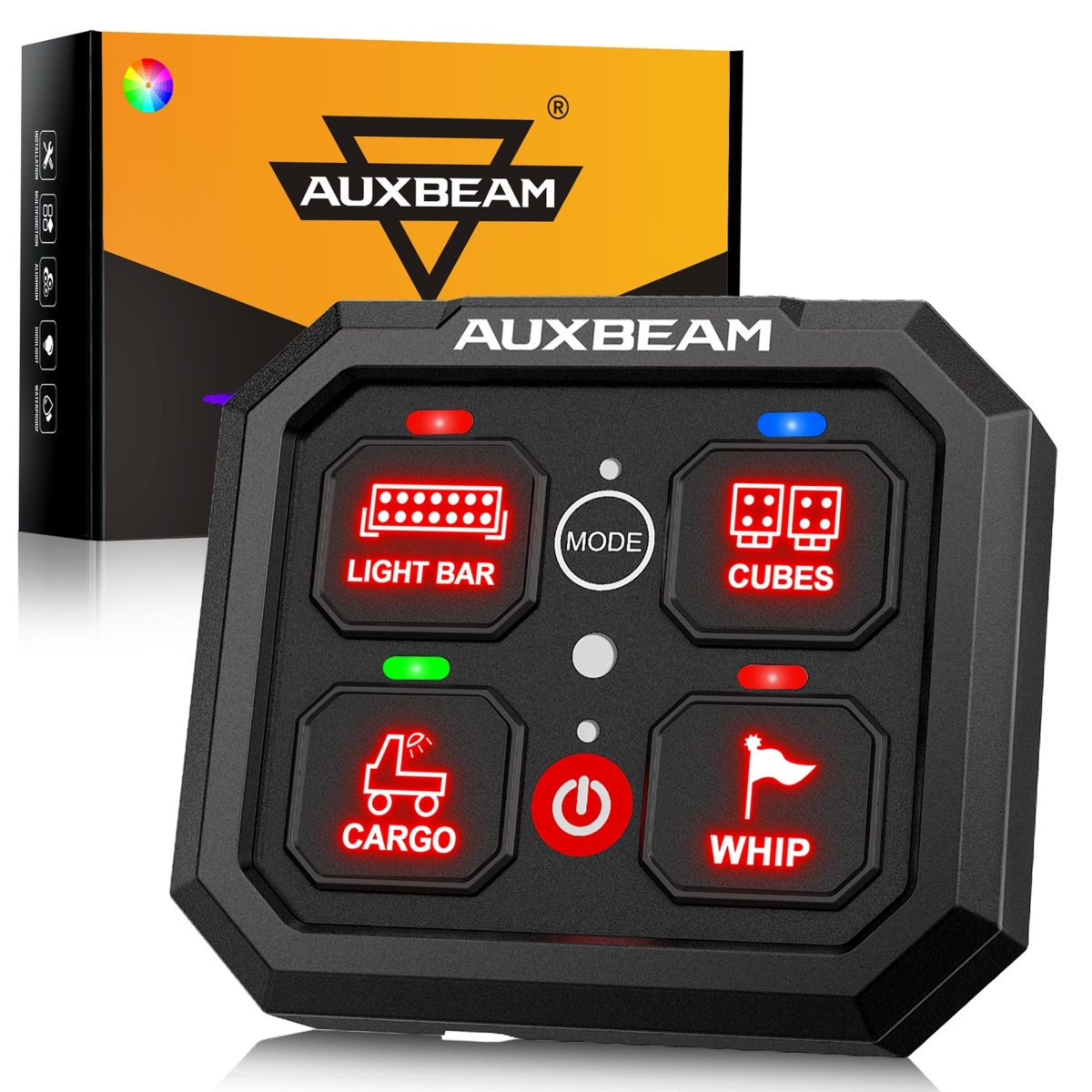 QP012512 RGB Series 4 Gang (RA40) Switch Panel, Toggle/ Momentary/ Pulsed Mode Supported (One-Sided Outlet)