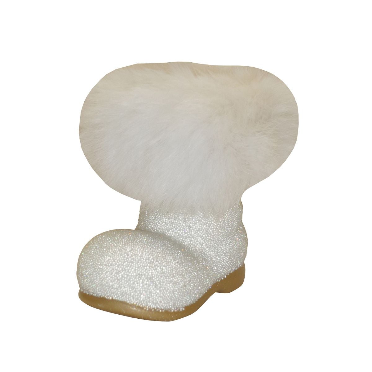 190-13 Schaller Paper Mache Candy Container - Small White Beaded Boot