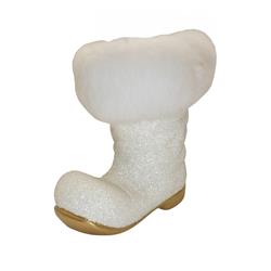 190-26 Schaller Paper Mache Candy Container - Large White Beaded Boot