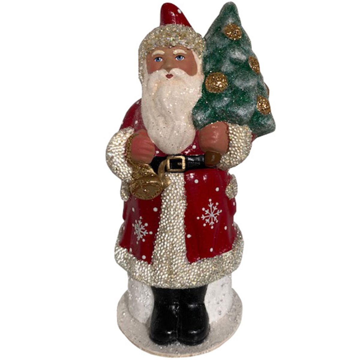 1918 Schaller Paper Mache Candy Container - Santa with Snowflake Coat