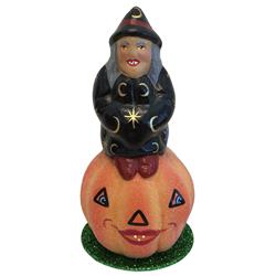 190-3 Schaller Paper Mache Candy Container - Witch on Pumpkin -  Alexander Taron