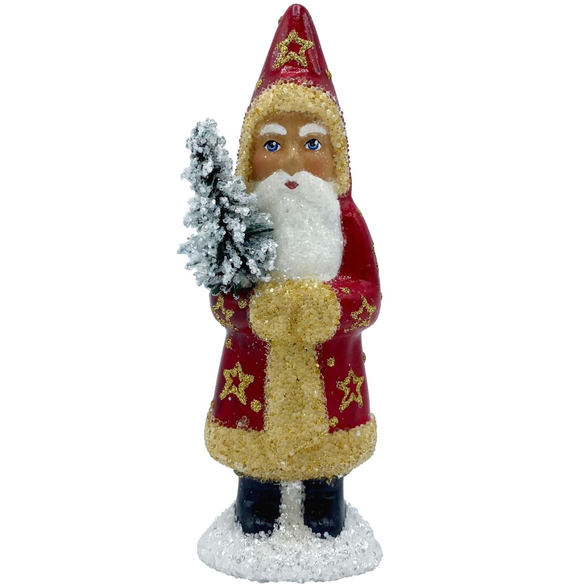 2012 Schaller Paper Mache Candy Container - Santa with Stars & Red Coat - 4.75 x 1.75 x 1.5 in -  Alexander Taron