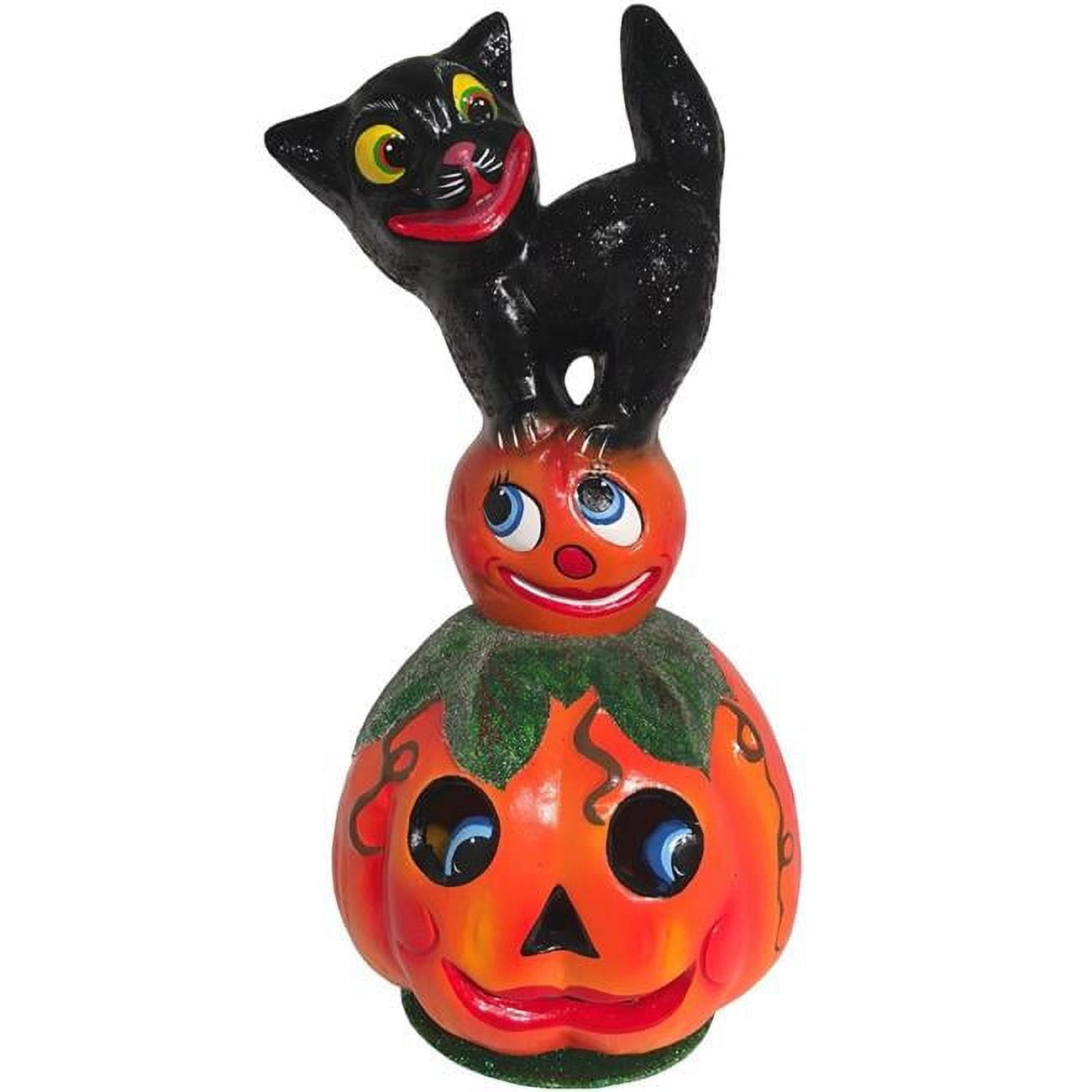 416 Schaller Paper Mache Candy Container - Cat on Pumpkin - 13 x 6.5 x 6.25 in -  Alexander Taron