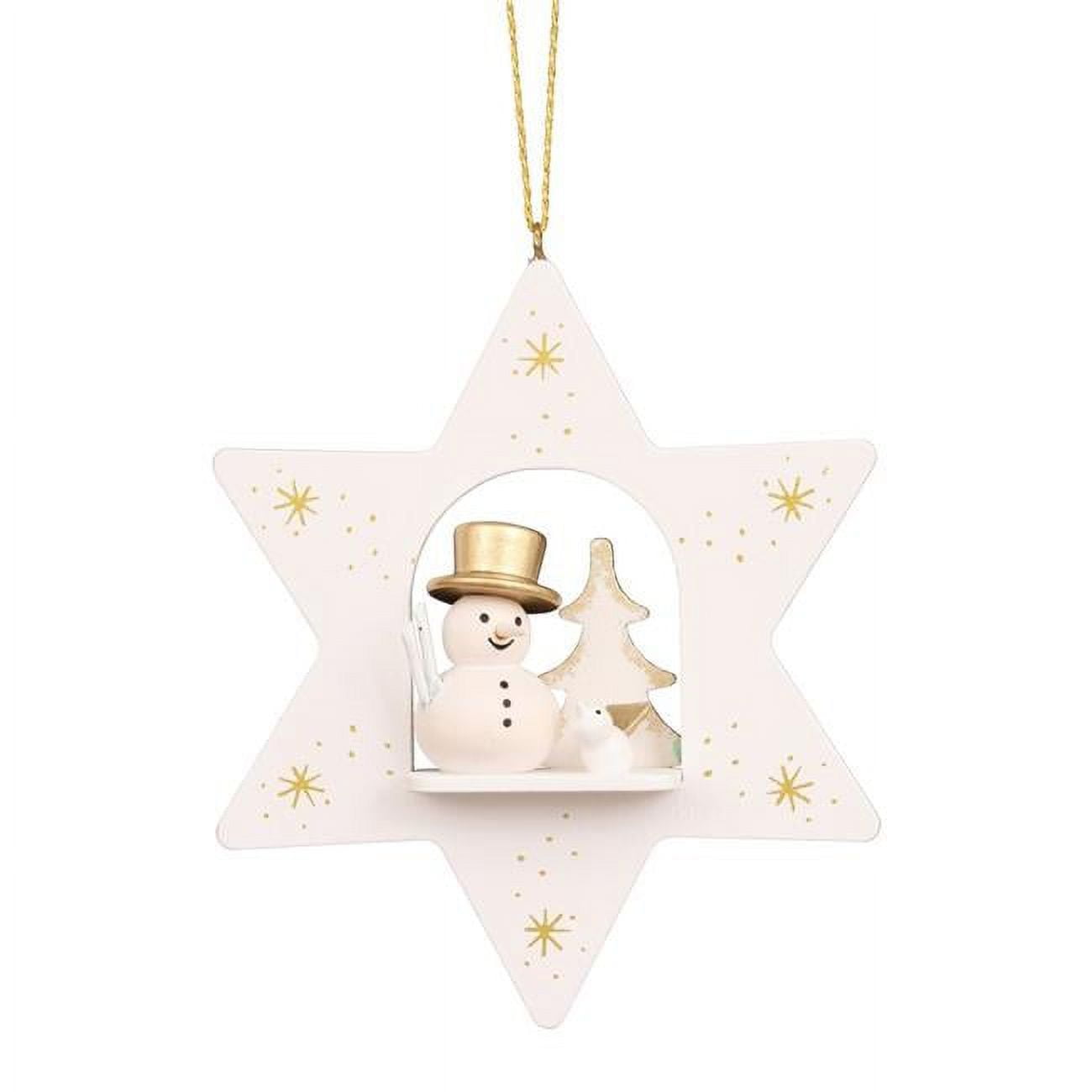 Picture of Alexander Taron 10-0665 Christian Ulbricht Ornament - White Star with Snowman - 4 x 3.25 x 1 in.