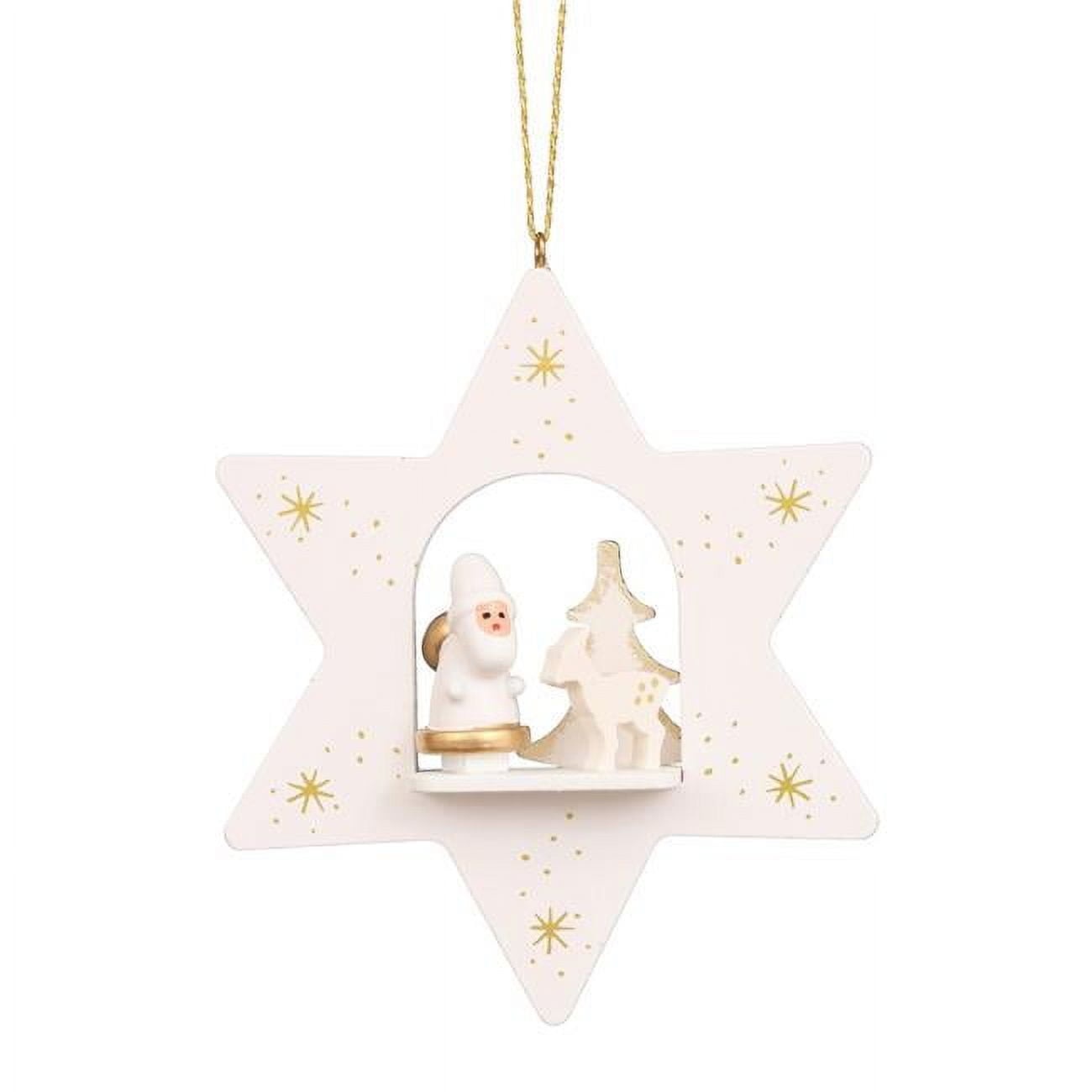 Picture of Alexander Taron 10-0666 Christian Ulbricht Ornament - White Star with Santa - 4 x 3.25 x 1 in.