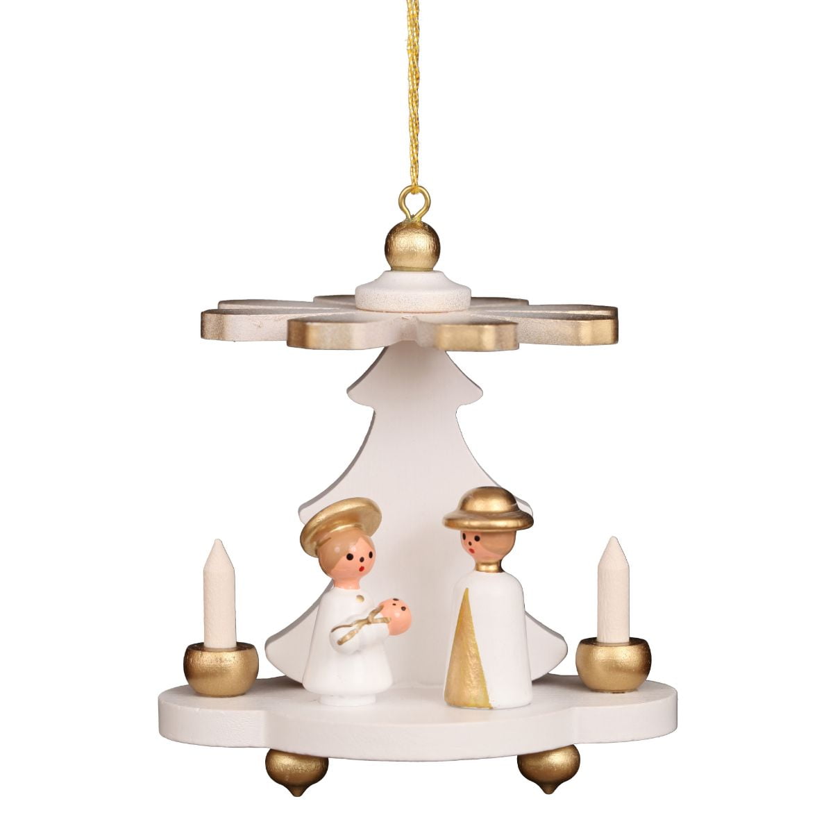 White Pyramid Holy Family Ornament - White - 2.7in. x 3in. - Handcrafted