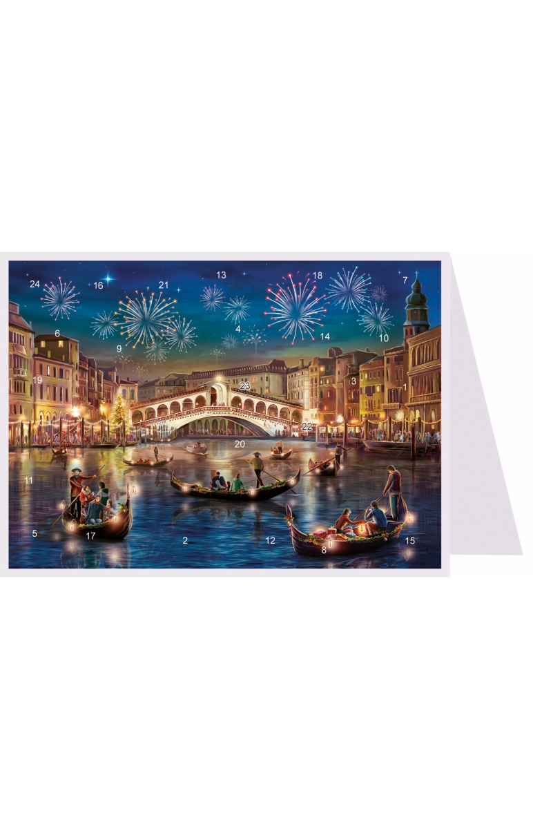 ADV4339 4.5 x 6 x 0.1 in. Advent Calendar Postcard - Venice Fireworks