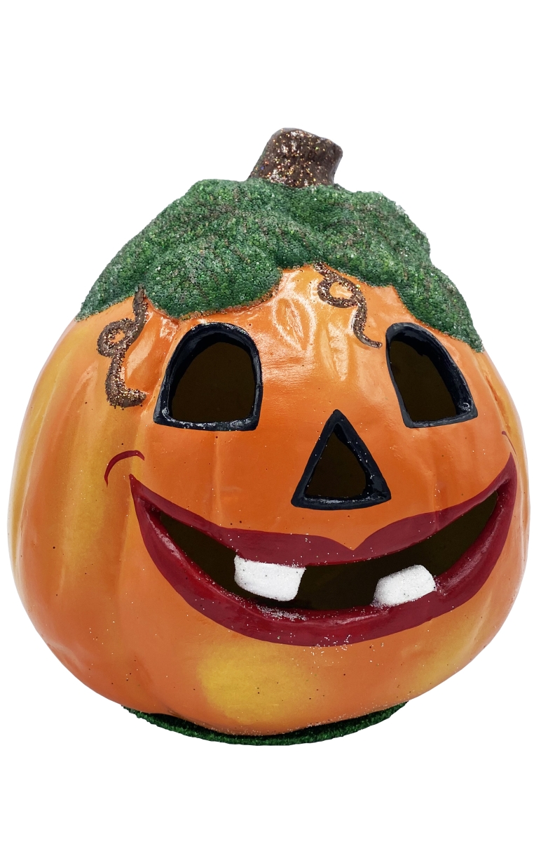 440-1 7 x 7 x 7 in. Paper Mache Candy Container - Jack-O-Lantern with Teeth